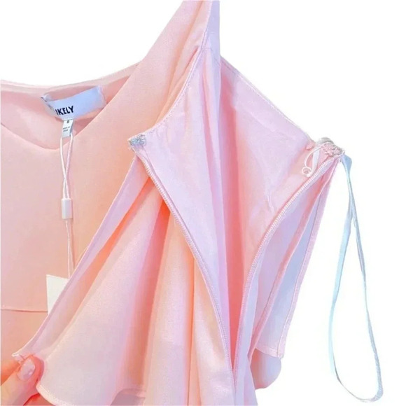 NWT LIKELY Monte Ruffle Gown in Light Pink Maxi Dress Spaghetti Strap Size: 8 - Picture 7 of 9